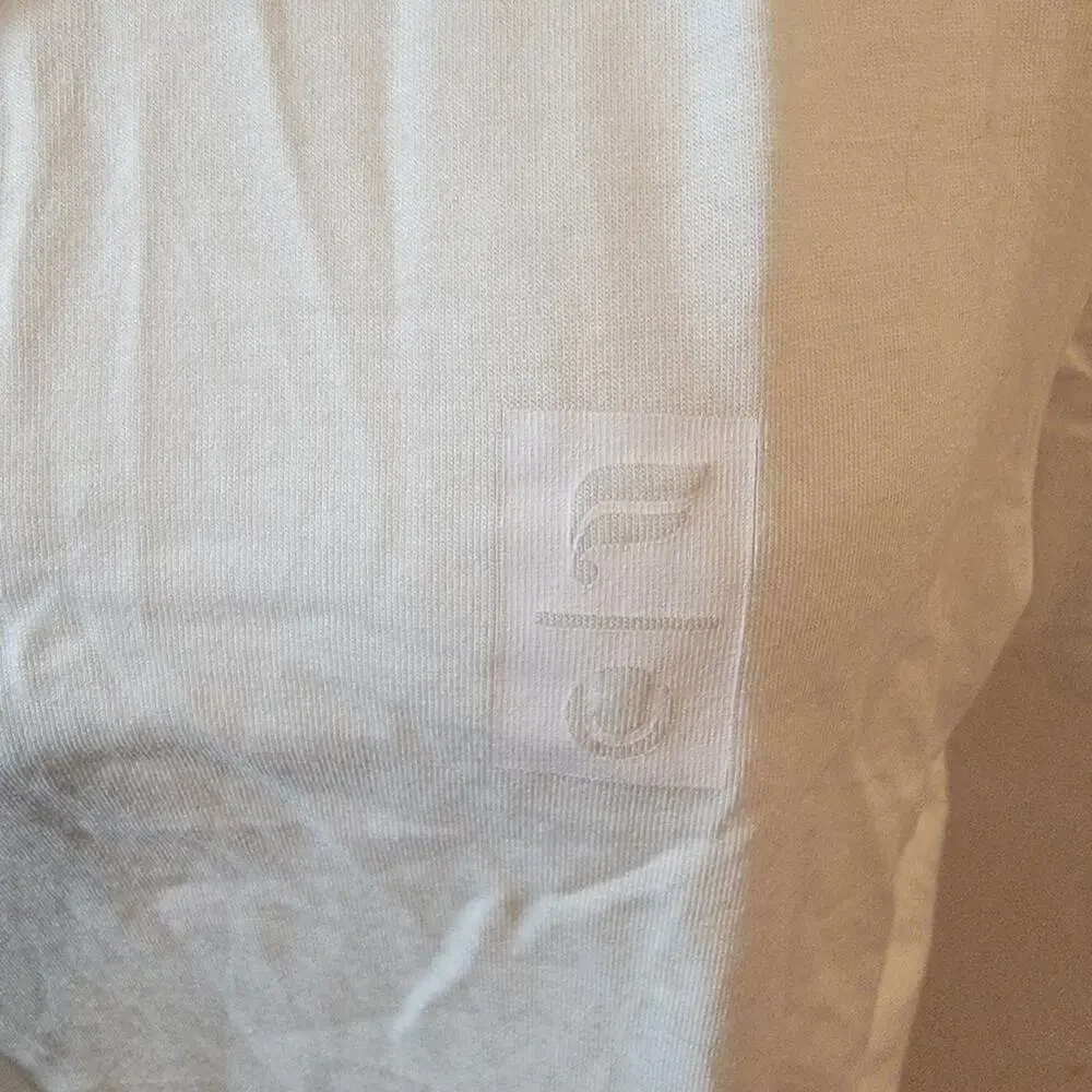 Fabletics White Boxy Short Sleeve Semi-Crop Polo Size Large